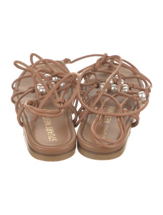 Stuart Weitzman Leather Beaded Accents Gladiator Sandals