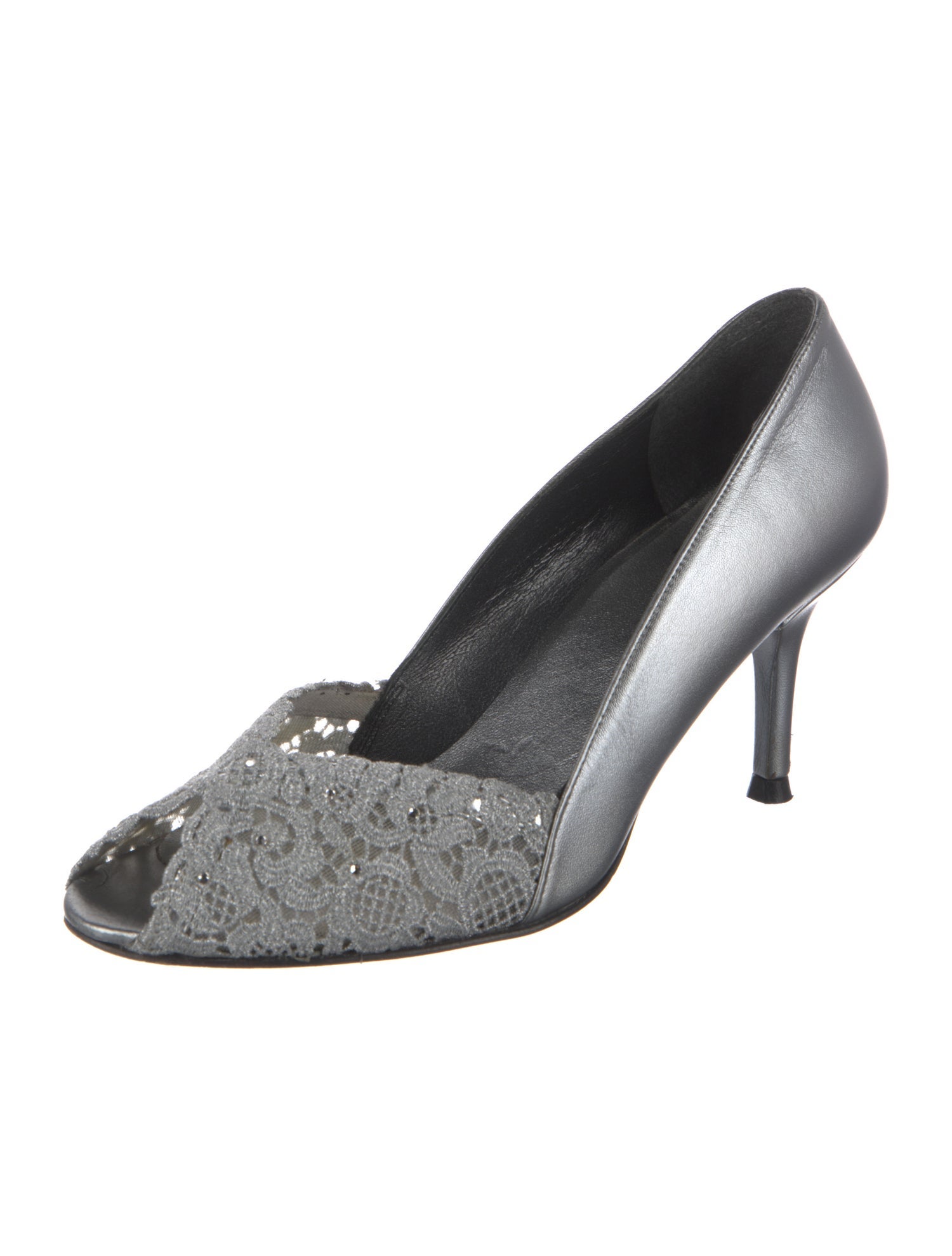 Stuart Weitzman Leather Crystal Embellishments Pumps