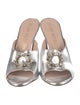 Stuart Weitzman Leather Crystal Embellishments Slides