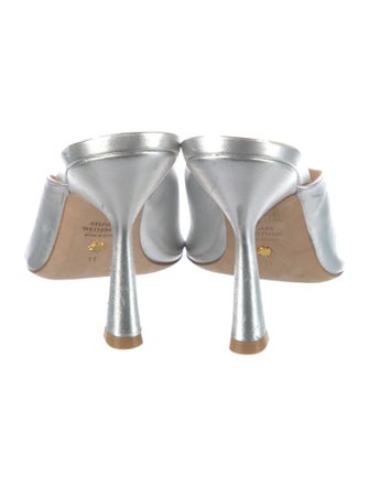 Stuart Weitzman Leather Crystal Embellishments Slides
