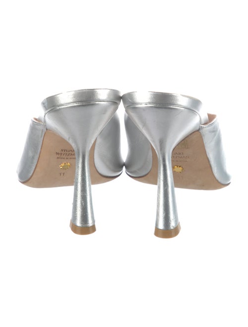 Stuart Weitzman Leather Crystal Embellishments Slides