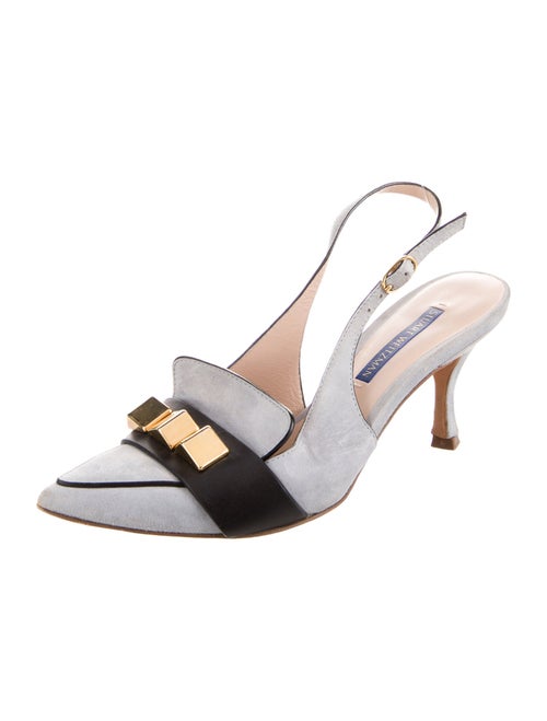 Stuart Weitzman Suede Colorblock Pattern Slingback Pumps