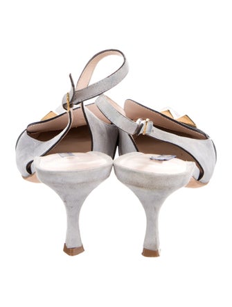 Stuart Weitzman Suede Colorblock Pattern Slingback Pumps