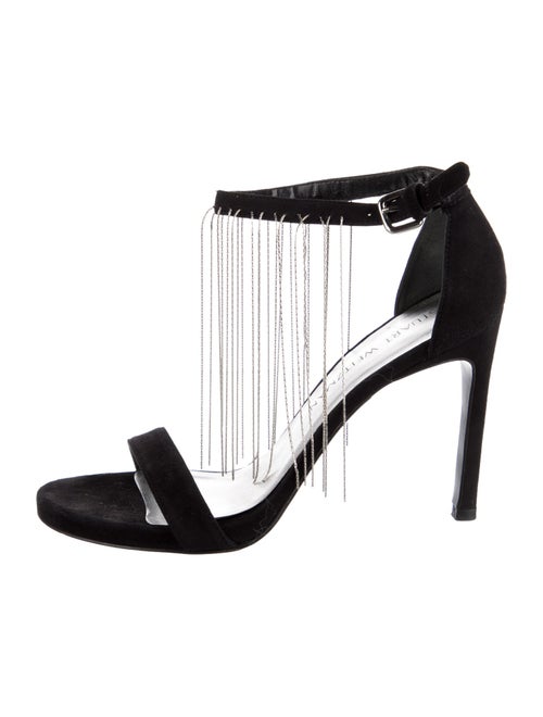Stuart Weitzman Suede Chain-Link Accents Sandals