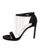 Stuart Weitzman Suede Chain-Link Accents Sandals