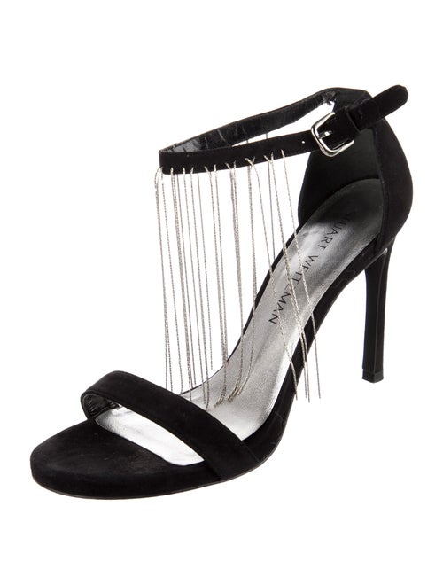 Stuart Weitzman Suede Chain-Link Accents Sandals