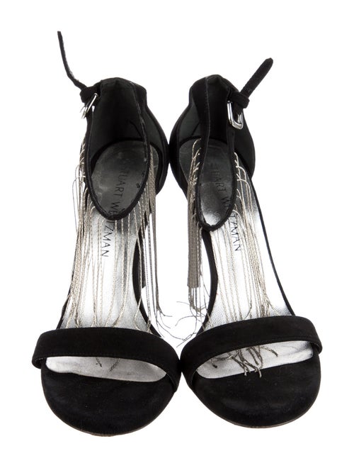 Stuart Weitzman Suede Chain-Link Accents Sandals