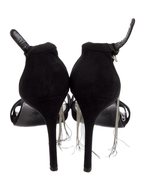 Stuart Weitzman Suede Chain-Link Accents Sandals