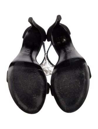 Stuart Weitzman Suede Chain-Link Accents Sandals