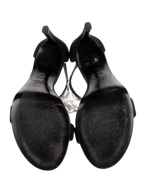 Stuart Weitzman Suede Chain-Link Accents Sandals