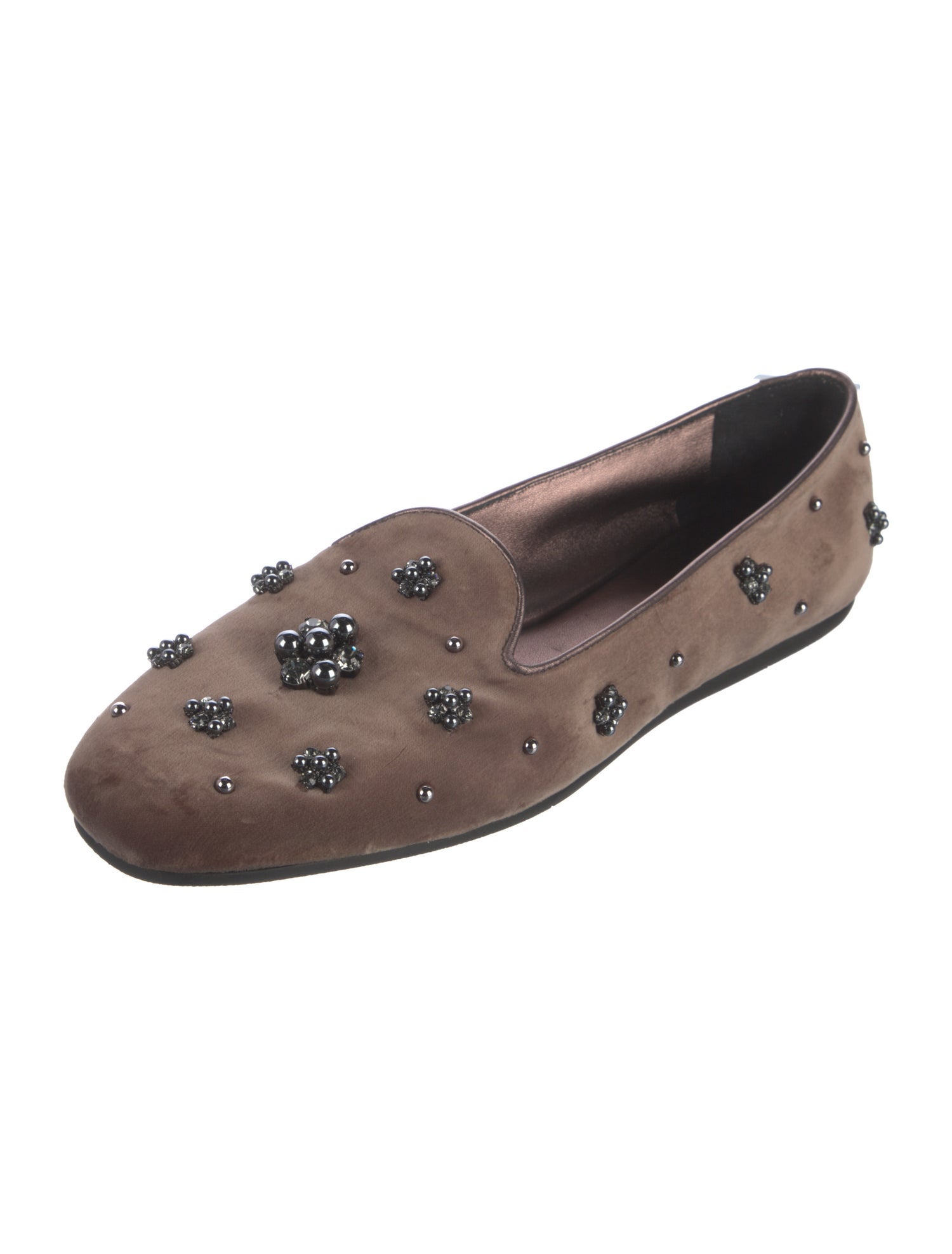 Stuart Weitzman Velvet Crystal Embellishments Loafers