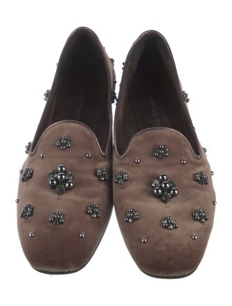 Stuart Weitzman Velvet Crystal Embellishments Loafers