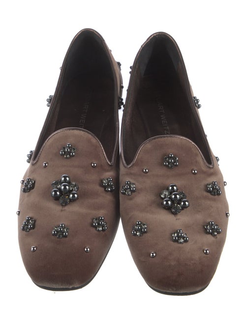 Stuart Weitzman Velvet Crystal Embellishments Loafers