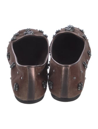 Stuart Weitzman Velvet Crystal Embellishments Loafers