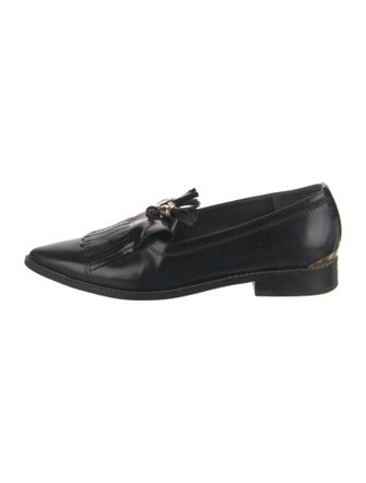 Stuart Weitzman Leather Tassel Accents Loafers