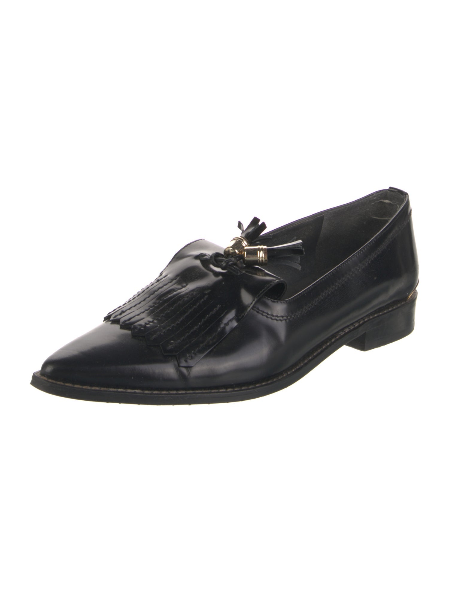 Stuart Weitzman Leather Tassel Accents Loafers