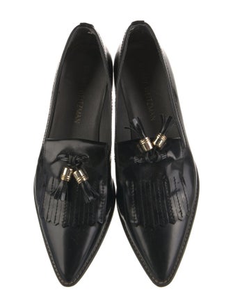 Stuart Weitzman Leather Tassel Accents Loafers