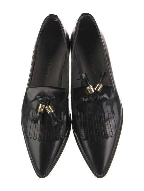 Stuart Weitzman Leather Tassel Accents Loafers