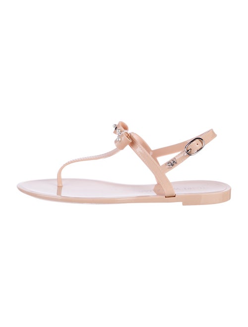 Stuart Weitzman Faux Pearl Accents Rubber T-Strap Sandals