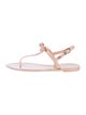 Stuart Weitzman Faux Pearl Accents Rubber T-Strap Sandals