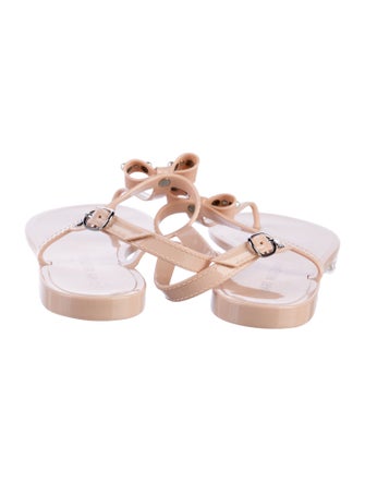 Stuart Weitzman Faux Pearl Accents Rubber T-Strap Sandals