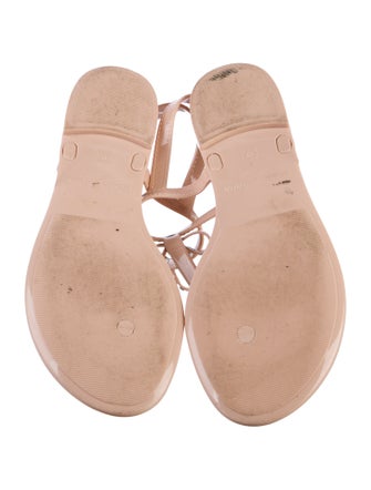 Stuart Weitzman Faux Pearl Accents Rubber T-Strap Sandals