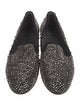 Stuart Weitzman Suede Crystal Embellishments Loafers