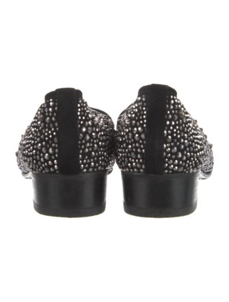 Stuart Weitzman Suede Crystal Embellishments Loafers