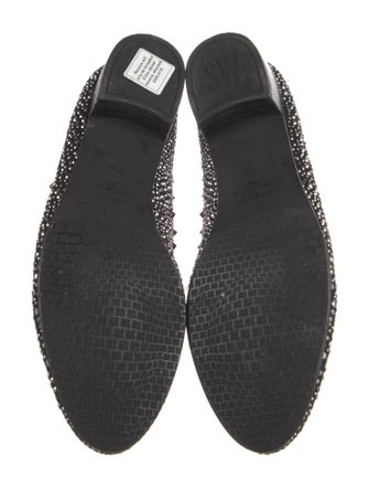 Stuart Weitzman Suede Crystal Embellishments Loafers