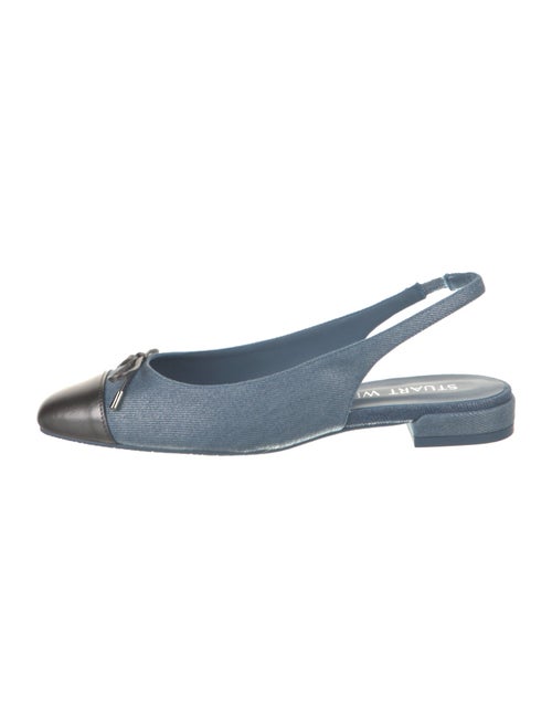 Stuart Weitzman Denim Glitter Accents Slingback Flats
