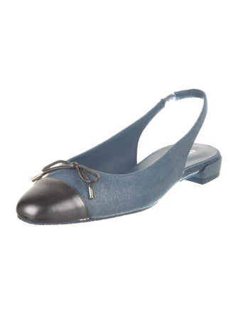 Stuart Weitzman Denim Glitter Accents Slingback Flats