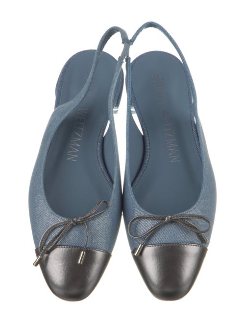 Stuart Weitzman Denim Glitter Accents Slingback Flats