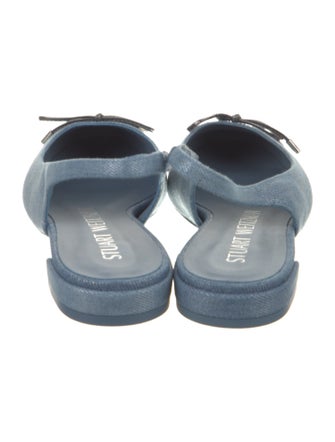 Stuart Weitzman Denim Glitter Accents Slingback Flats