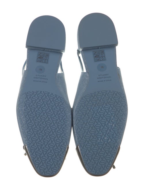 Stuart Weitzman Denim Glitter Accents Slingback Flats