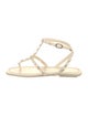 Stuart Weitzman Leather Studded Accents T-Strap Sandals