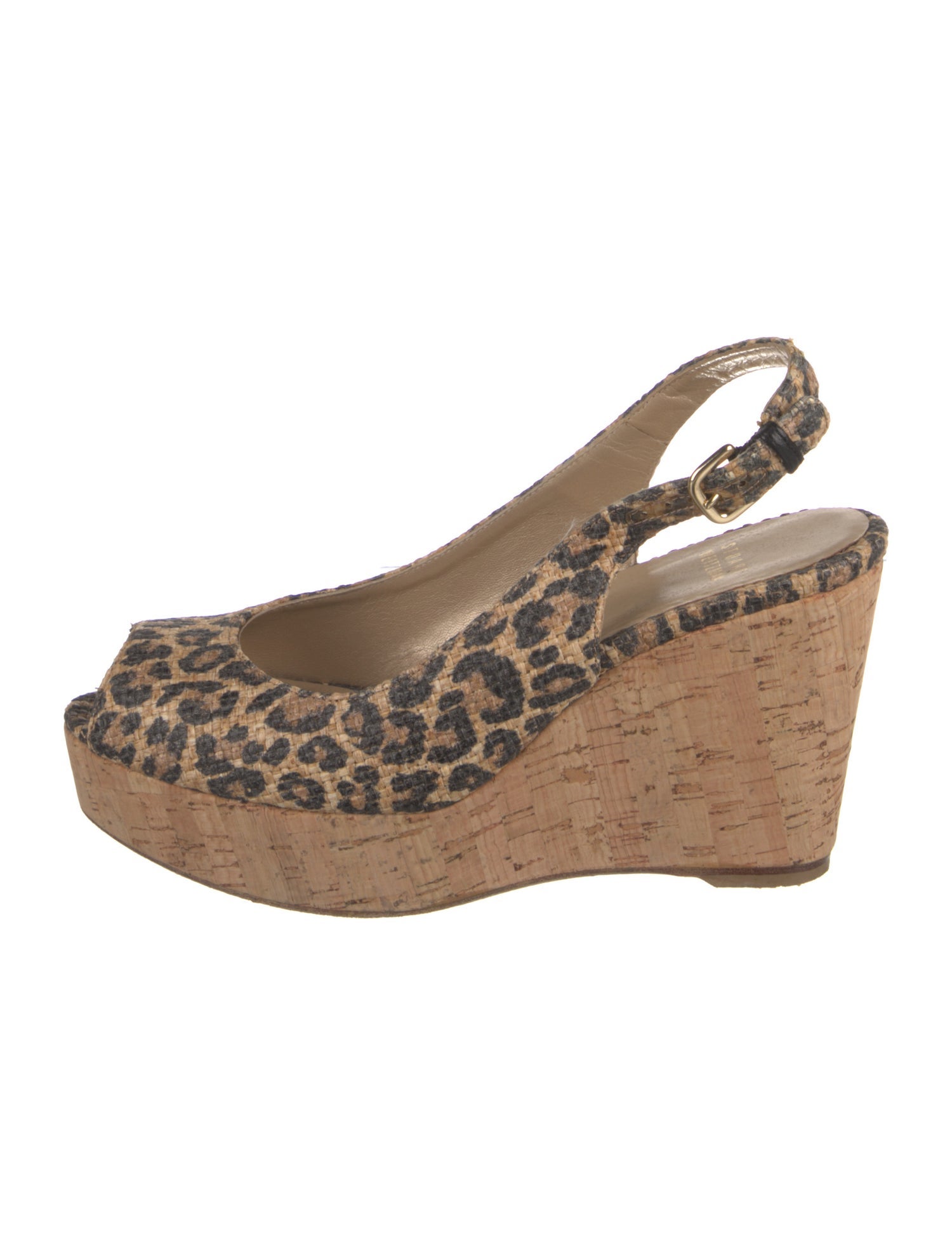 Stuart Weitzman Raffia Animal Print Slingback Pumps