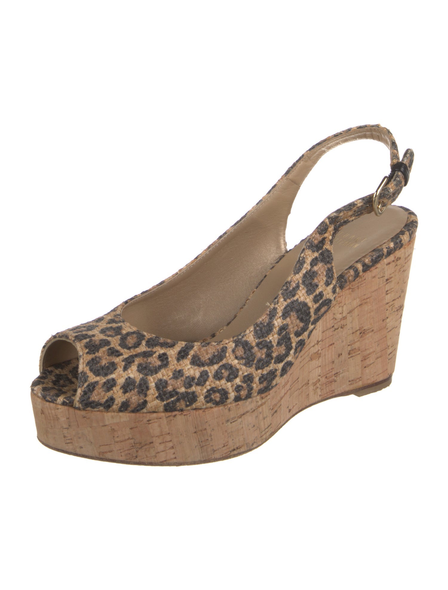 Stuart Weitzman Raffia Animal Print Slingback Pumps
