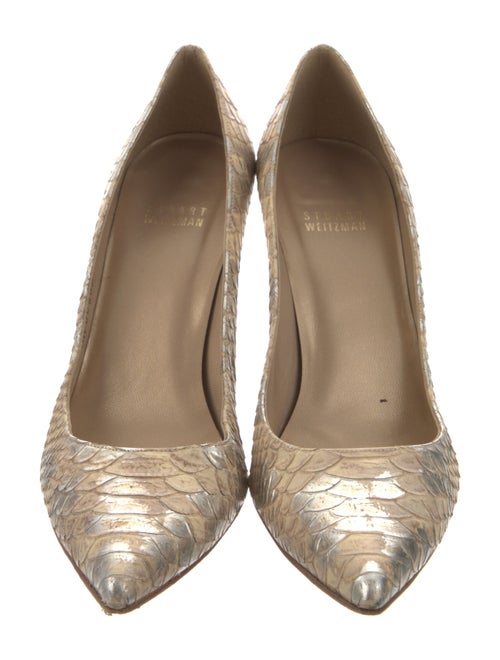 Stuart Weitzman Embossed Leather Animal Print Pumps