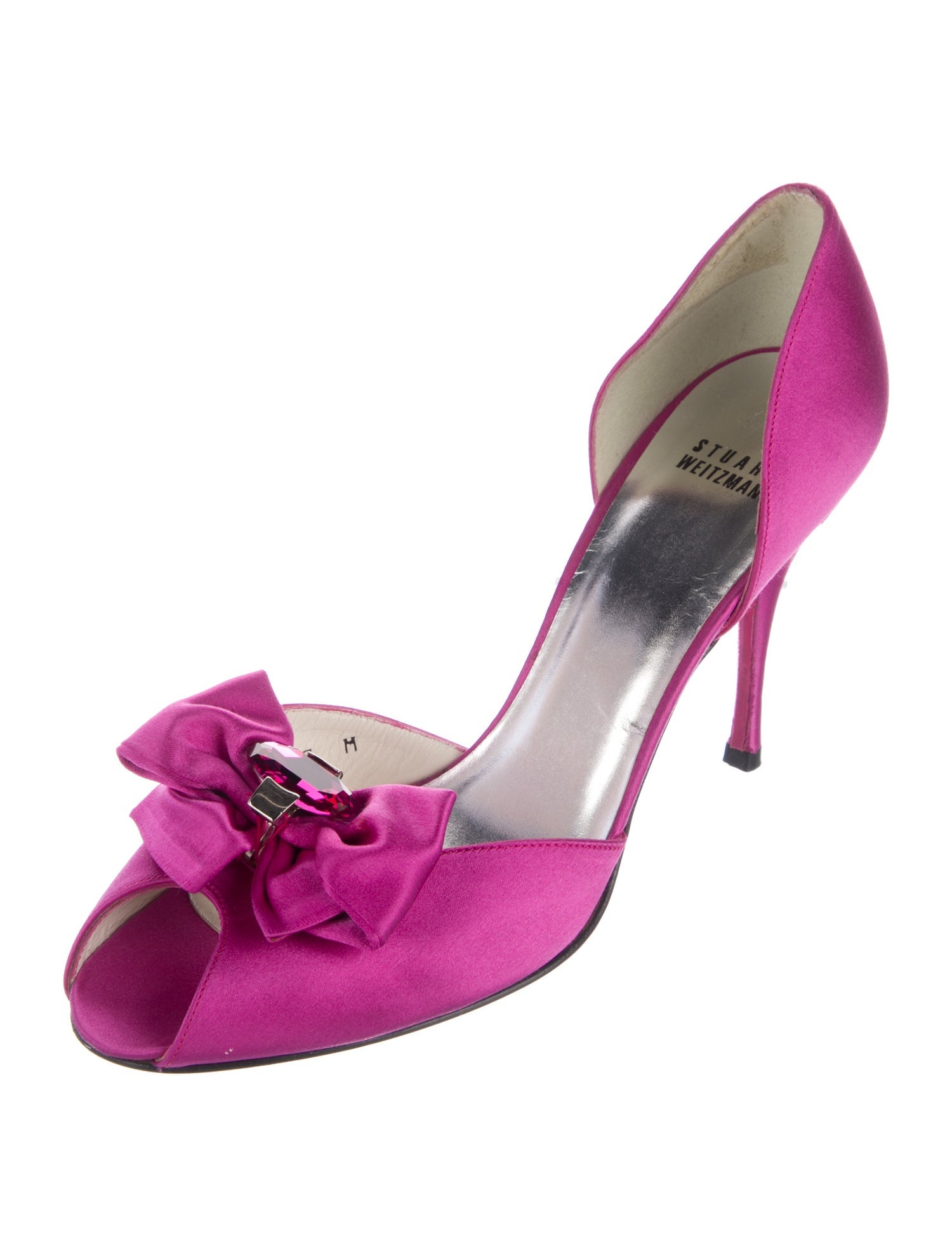 Stuart Weitzman Satin Bow Accents D'Orsay Pumps