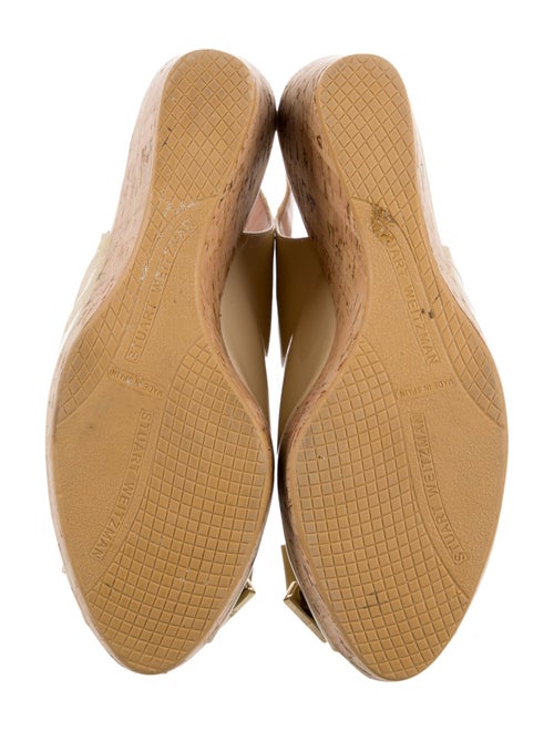 Stuart Weitzman Patent Leather Bow Accents Slingback Sandals