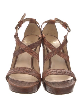 Stuart Weitzman Leather Printed Sandals