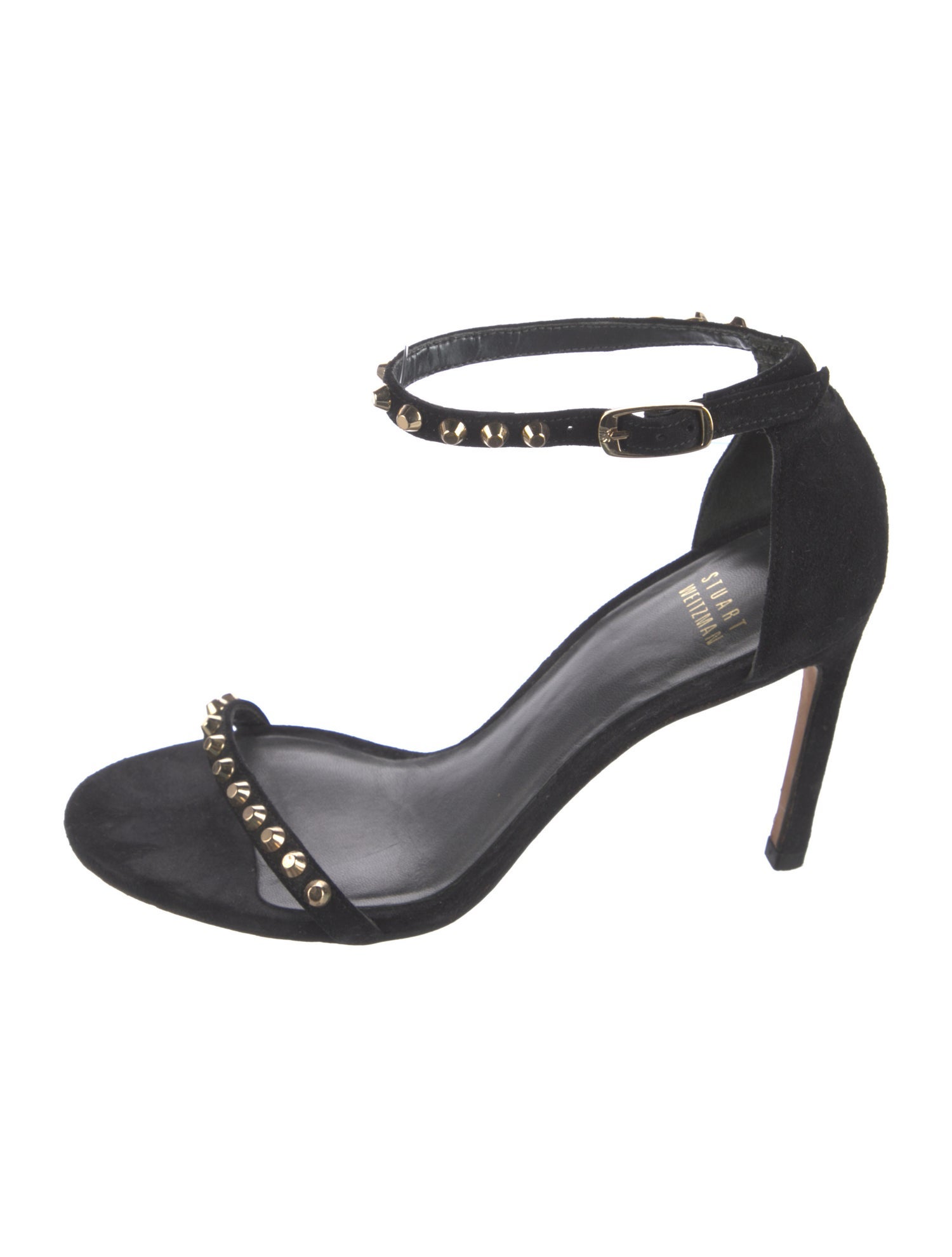 Stuart Weitzman Suede Studded Accents Sandals