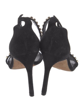 Stuart Weitzman Suede Studded Accents Sandals