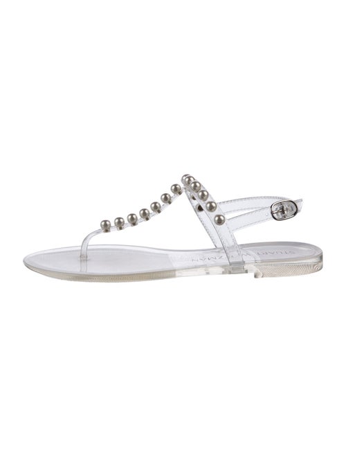 Stuart Weitzman Beaded Accents T-Strap Sandals