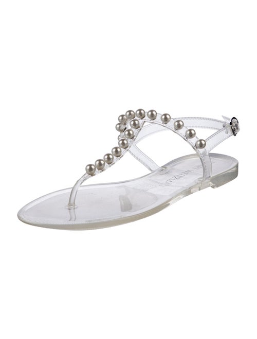 Stuart Weitzman Beaded Accents T-Strap Sandals