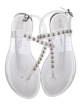 Stuart Weitzman Beaded Accents T-Strap Sandals