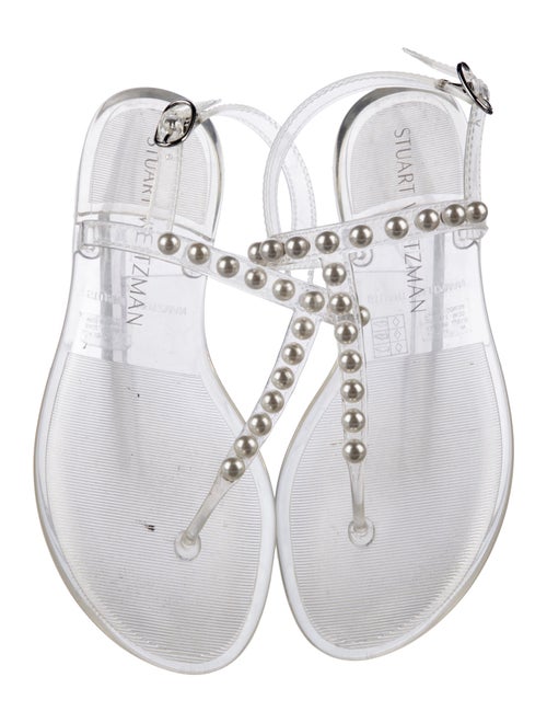 Stuart Weitzman Beaded Accents T-Strap Sandals