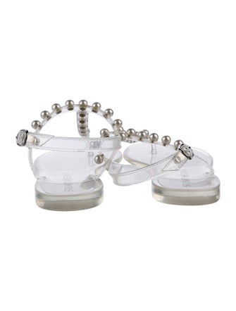 Stuart Weitzman Beaded Accents T-Strap Sandals
