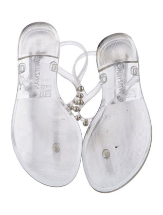 Stuart Weitzman Beaded Accents T-Strap Sandals