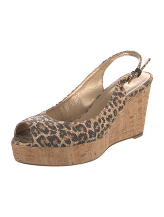 Stuart Weitzman Leather Animal Print Slingback Pumps